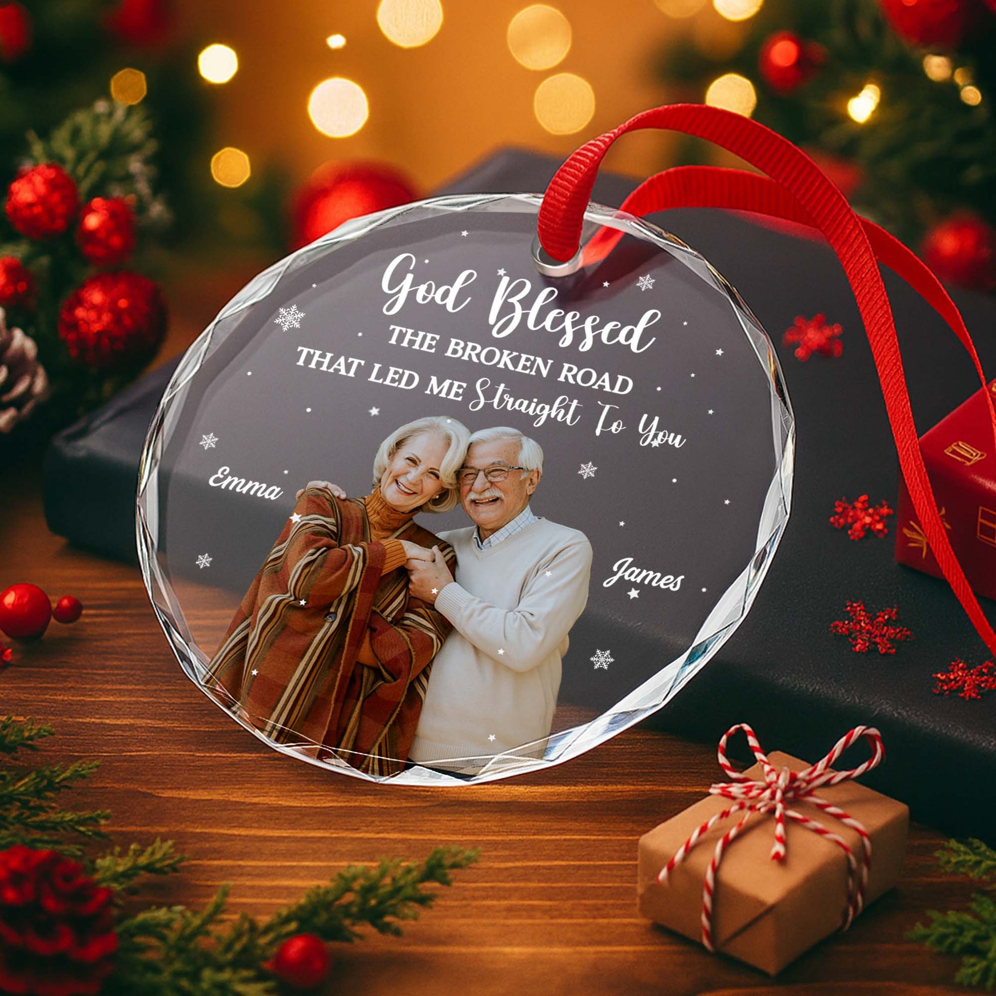 God Blessed The Broken Road, Elderly Couple, Snowflake