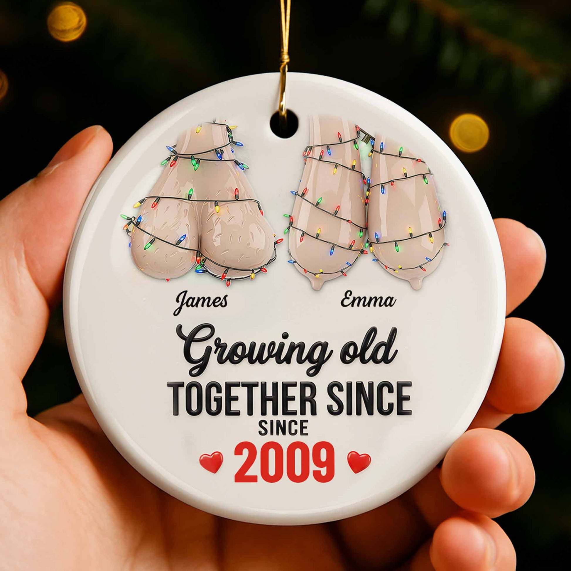 Growing Old Together Since, Adirondack Chairs With Christmas Lights