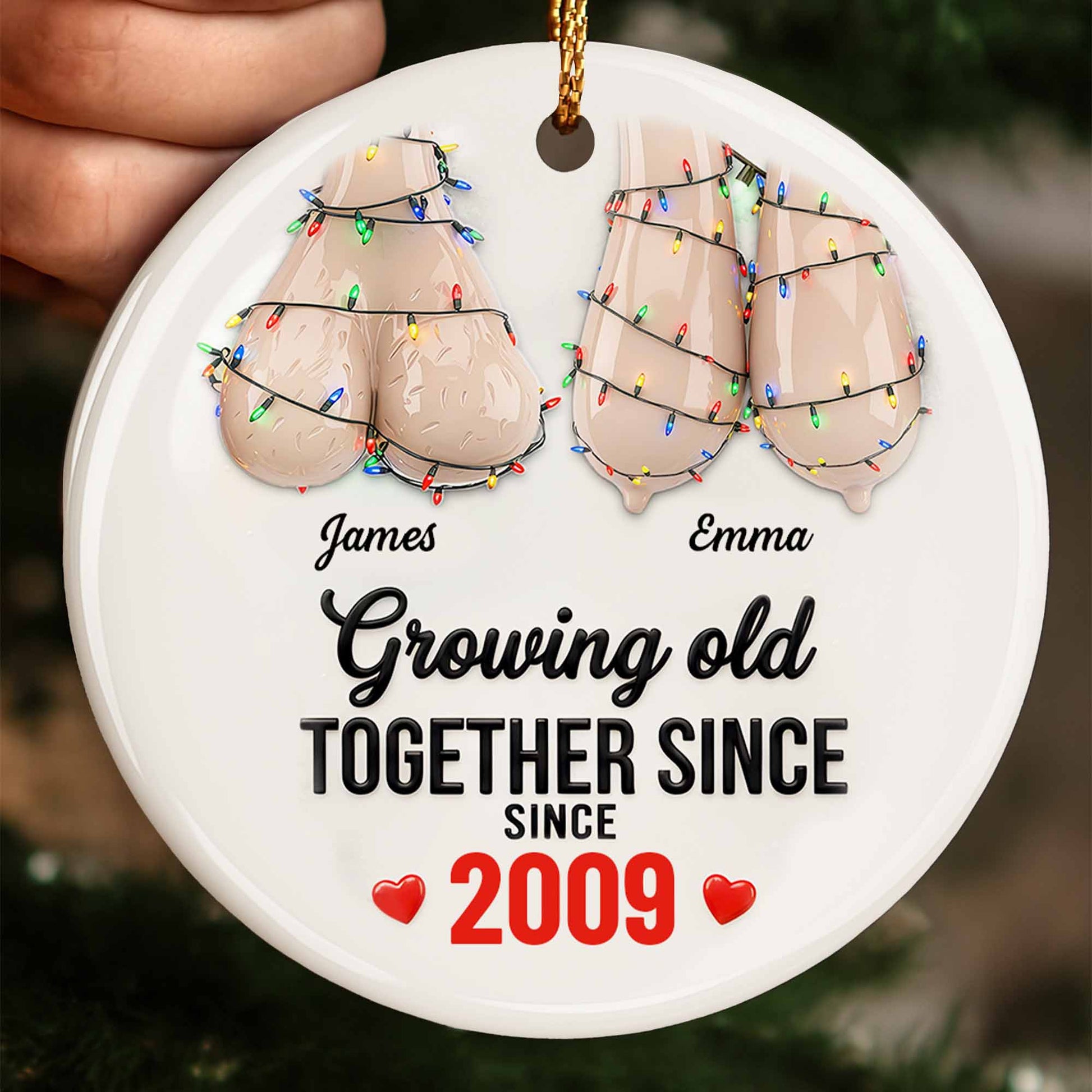 Growing Old Together Since, Adirondack Chairs With Christmas Lights