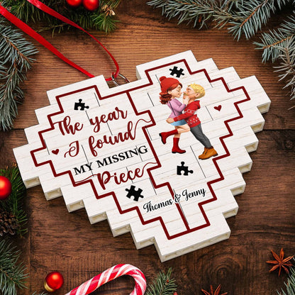 The Year I Found My Missing Pieces Heart Puzzle - Personalized Custom Heart Puzzle Ornament - CPL857_HBO