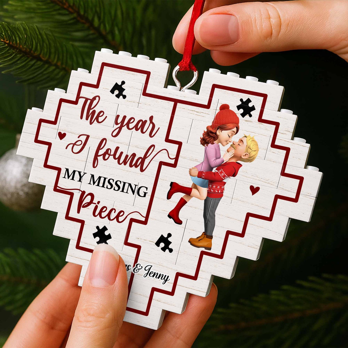The Year I Found My Missing Pieces Heart Puzzle - Personalized Custom Heart Puzzle Ornament - CPL857_HBO