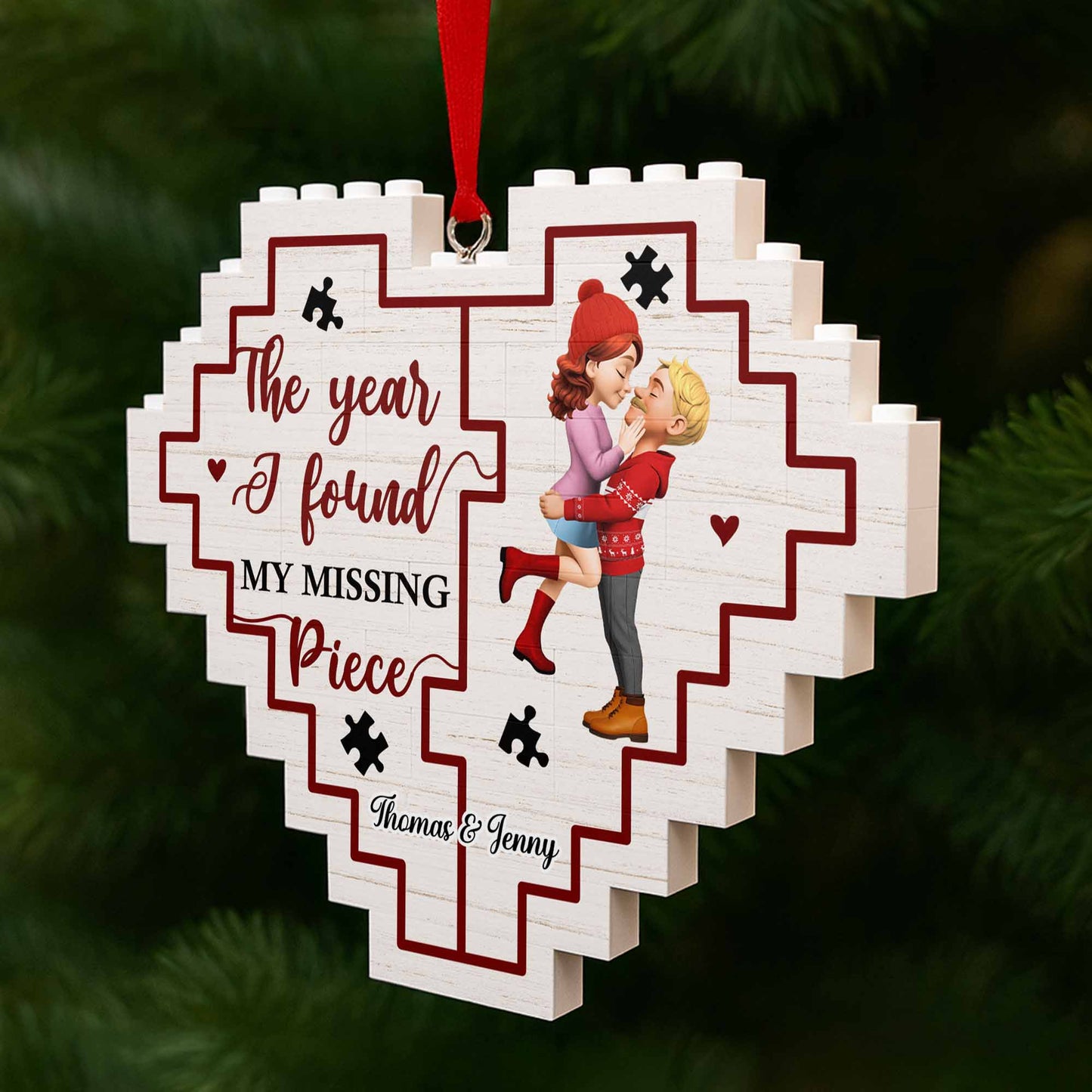 The Year I Found My Missing Pieces Heart Puzzle - Personalized Custom Heart Puzzle Ornament - CPL857_HBO