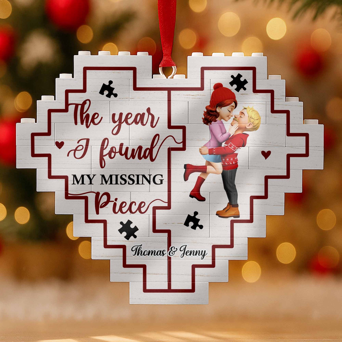 The Year I Found My Missing Pieces Heart Puzzle - Personalized Custom Heart Puzzle Ornament - CPL857_HBO