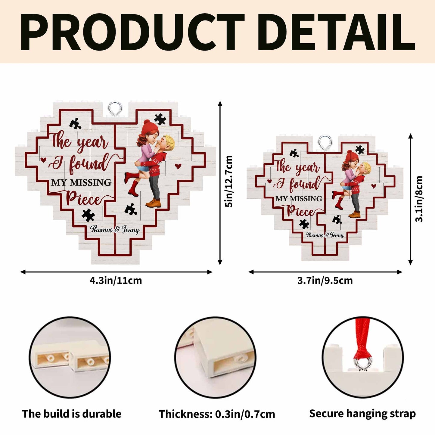 The Year I Found My Missing Pieces Heart Puzzle - Personalized Custom Heart Puzzle Ornament - CPL857_HBO