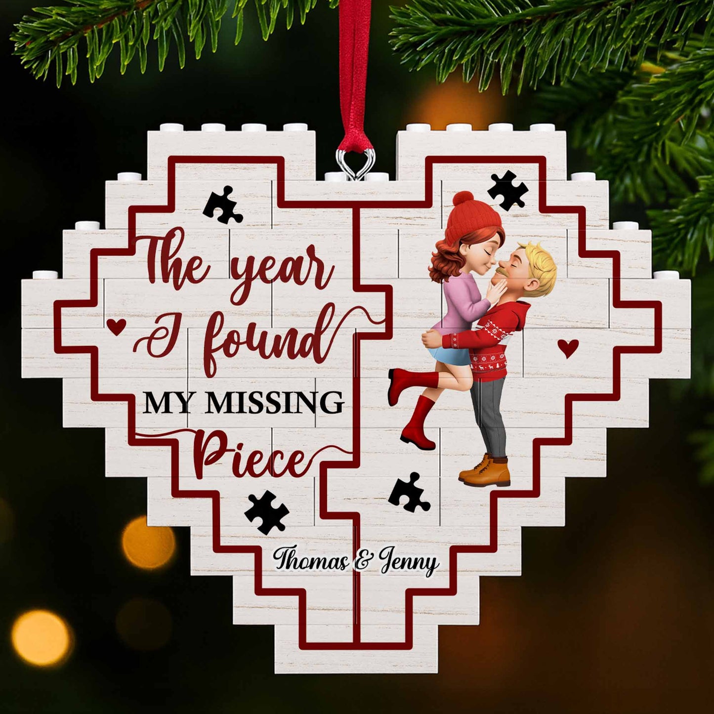 The Year I Found My Missing Pieces Heart Puzzle - Personalized Custom Heart Puzzle Ornament - CPL857_HBO