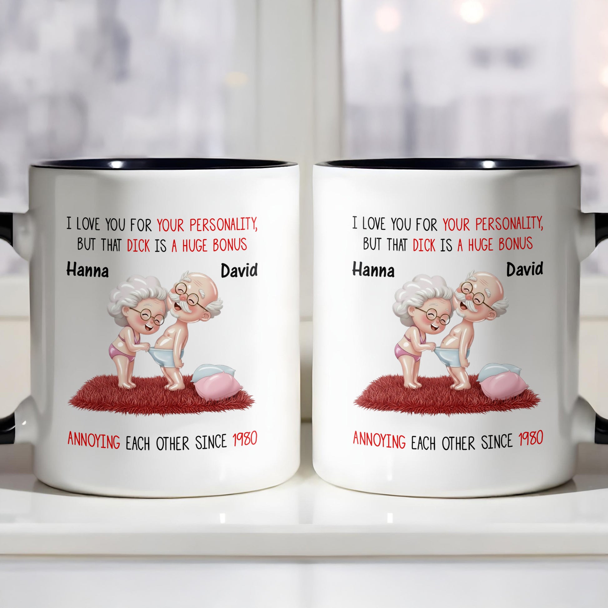 I Love You For Your Personality And More, Elderly Couple Heart Design