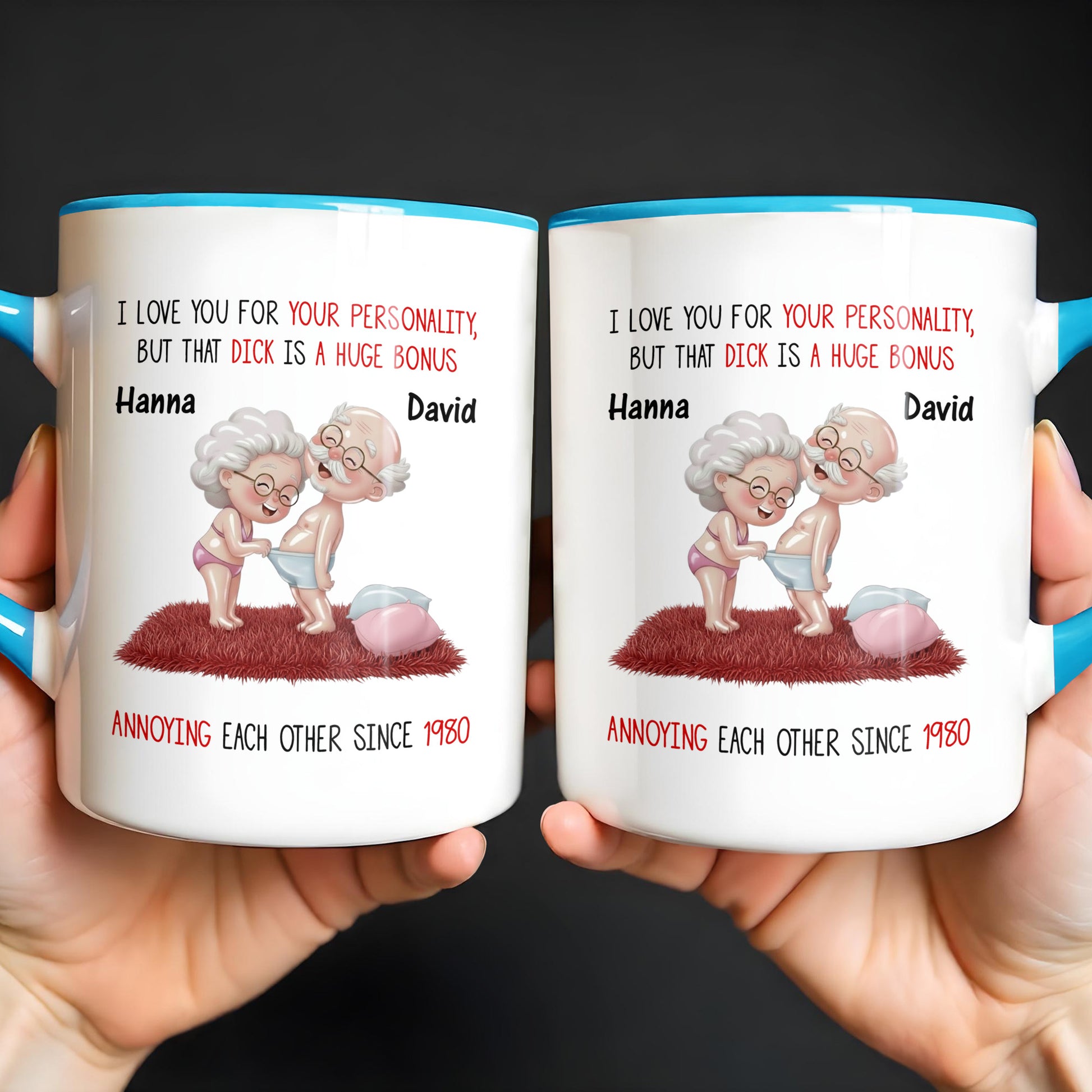 I Love You For Your Personality And More, Elderly Couple Heart Design