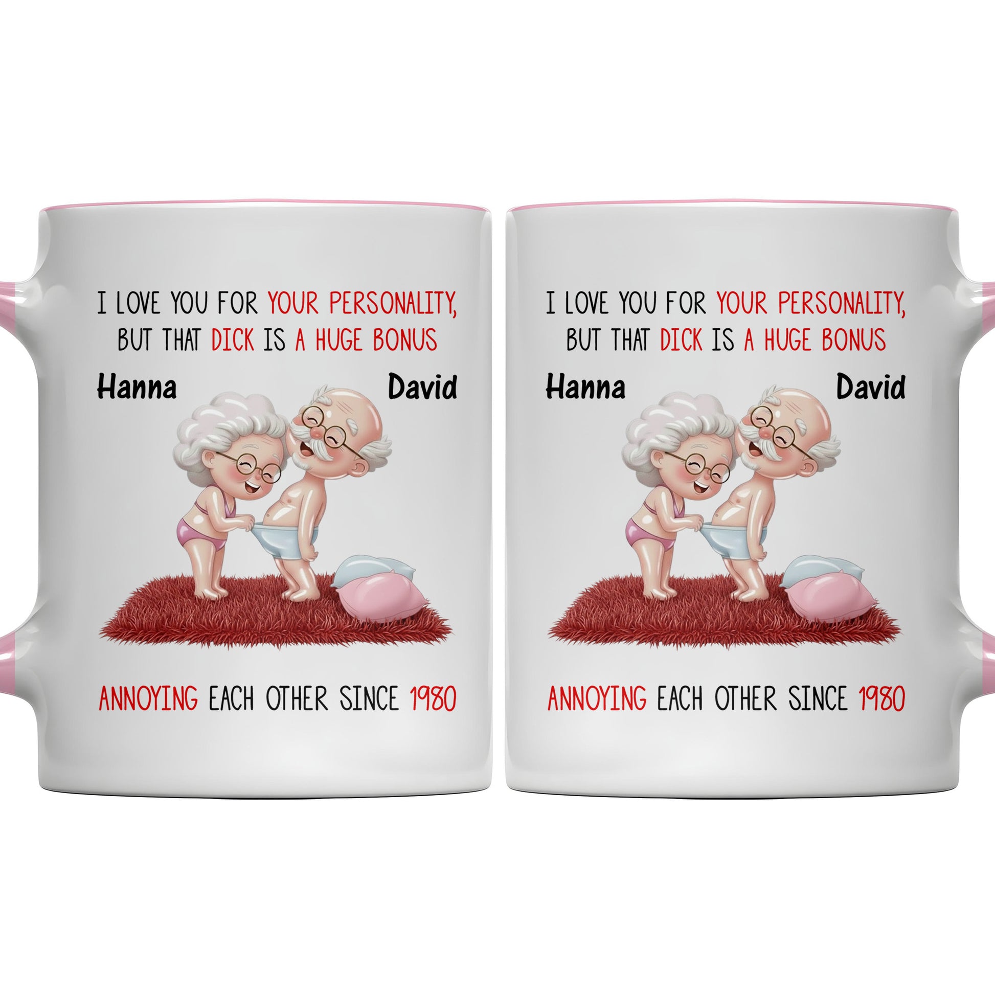 I Love You For Your Personality And More, Elderly Couple Heart Design