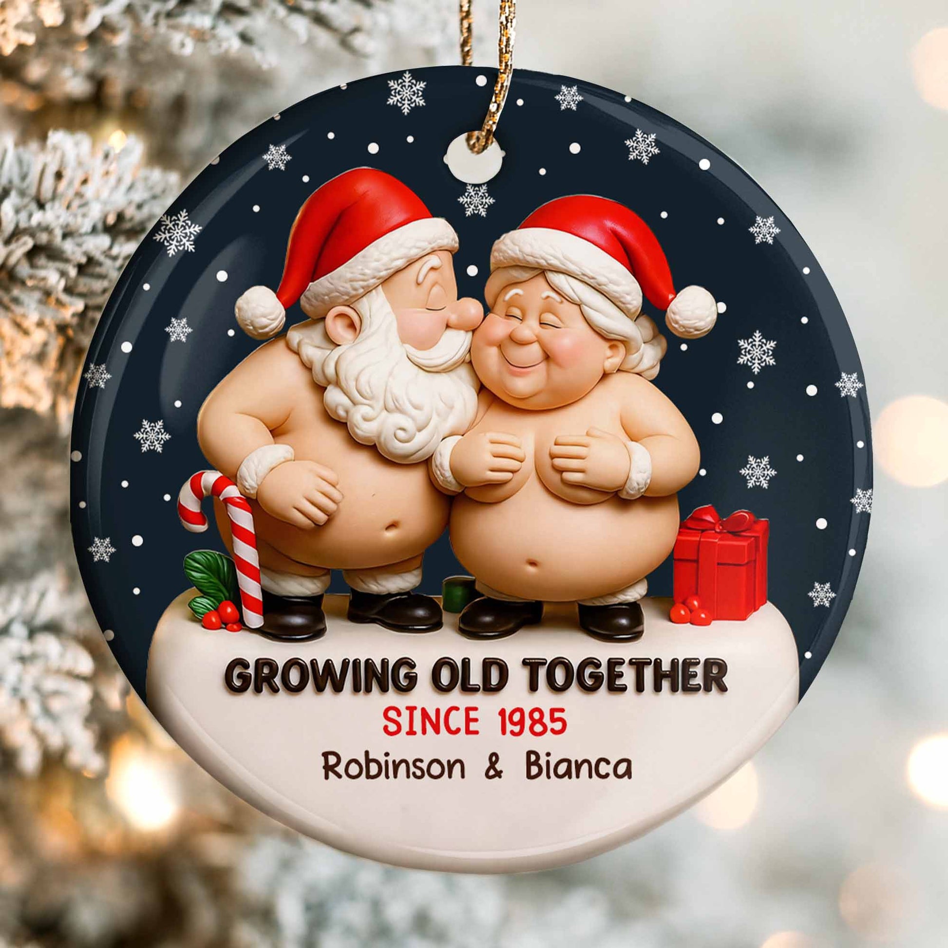 Growing Old Together With Santa Claus And Christmas Gifts