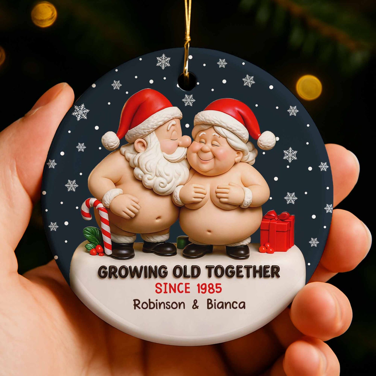 Growing Old Together With Santa Claus And Christmas Gifts