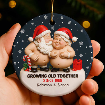 Growing Old Together With Santa Claus And Christmas Gifts