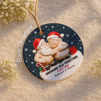 Growing Old Together With Santa Claus And Christmas Gifts