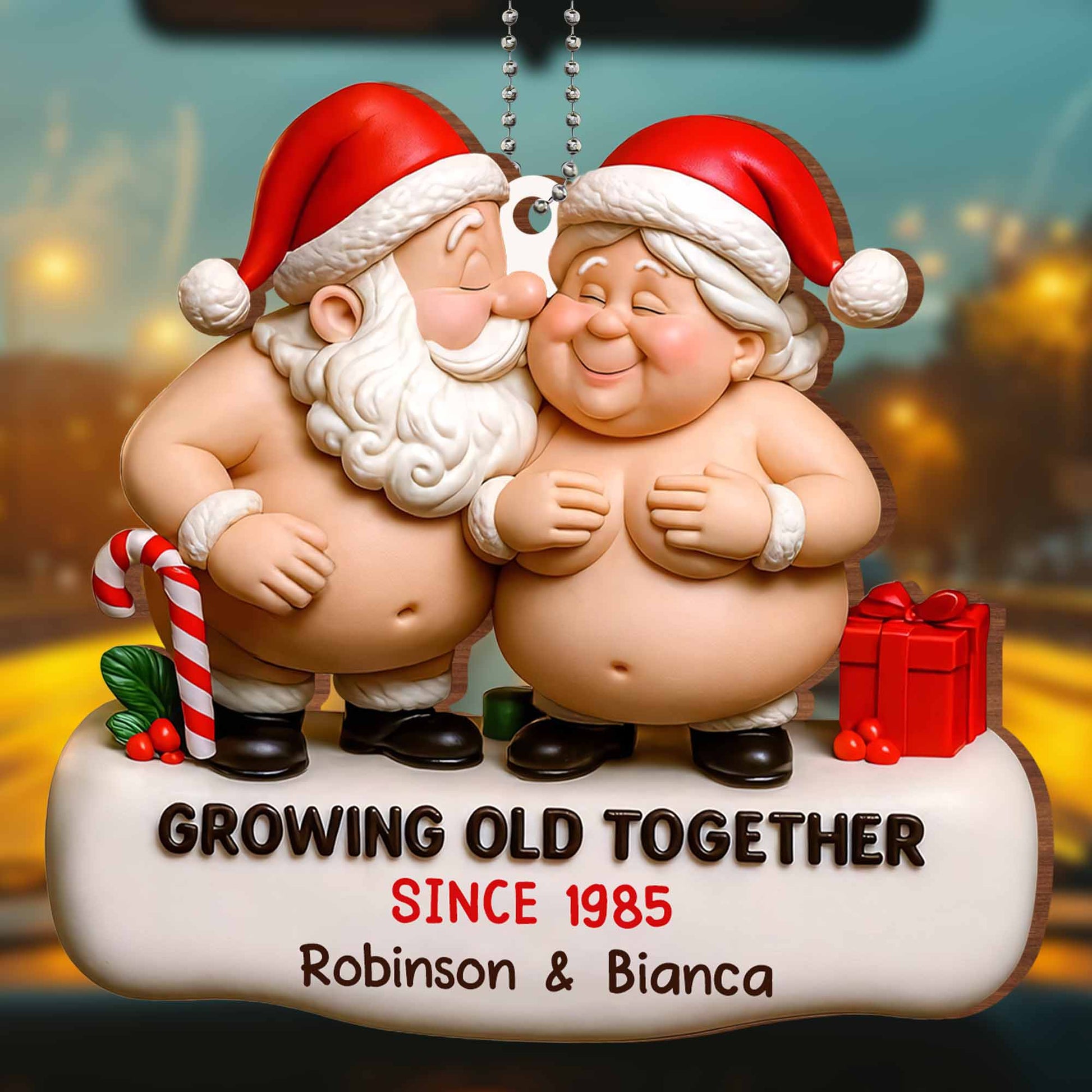 Growing Old Together Santa Claus Figures Christmas Ornament
