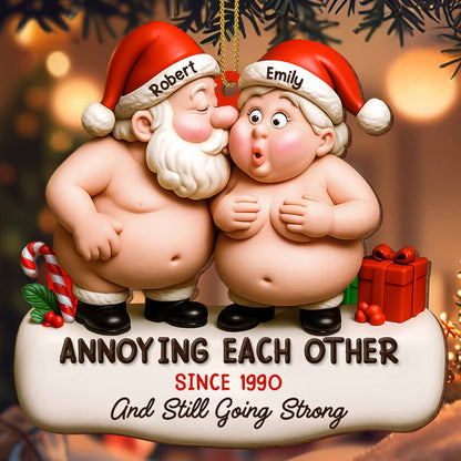 Annoying Each Other, Santa Hats And Gift Box