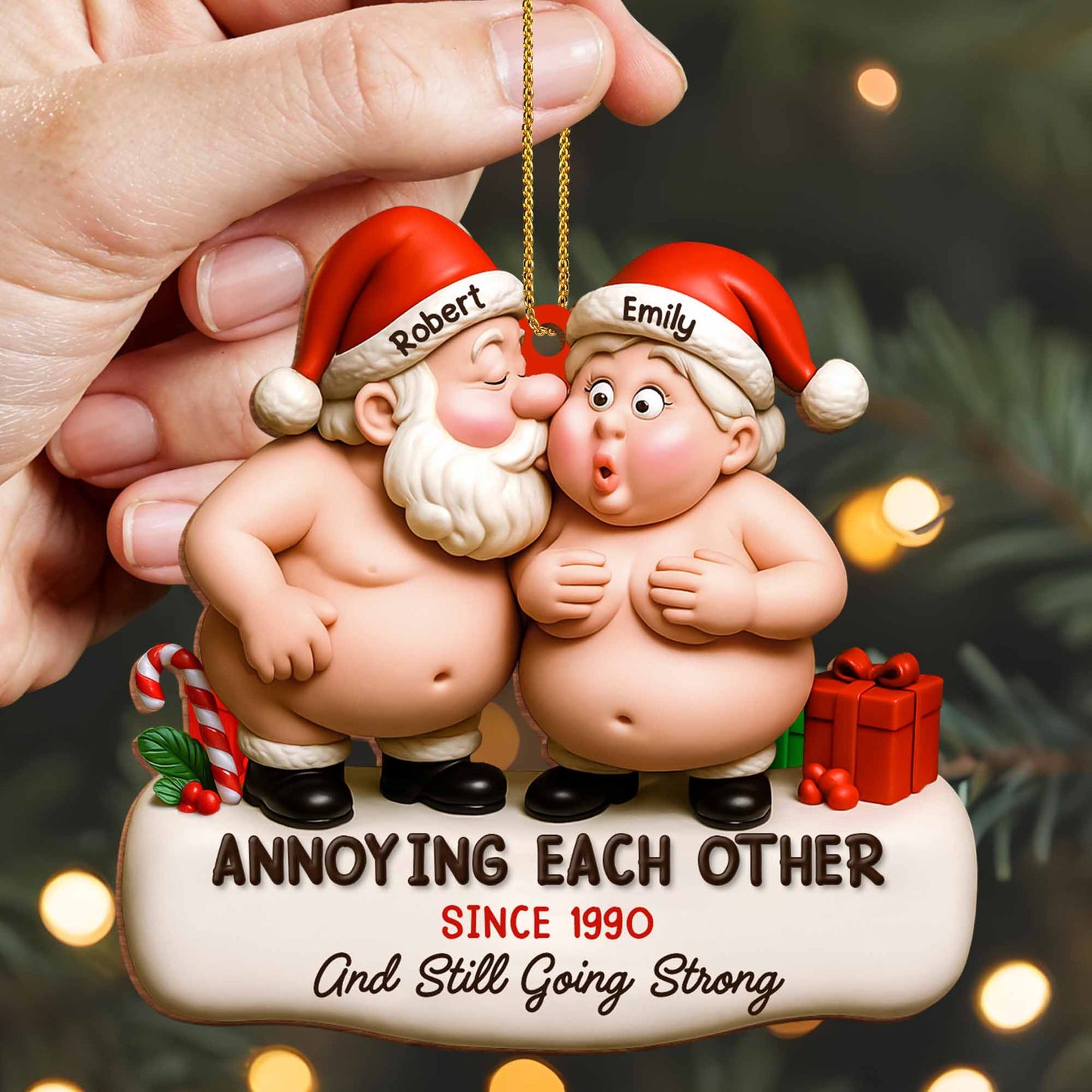 Annoying Each Other, Santa Hats And Gift Box