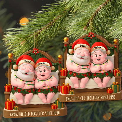 Growing Old Together With Santa Hats And Holly