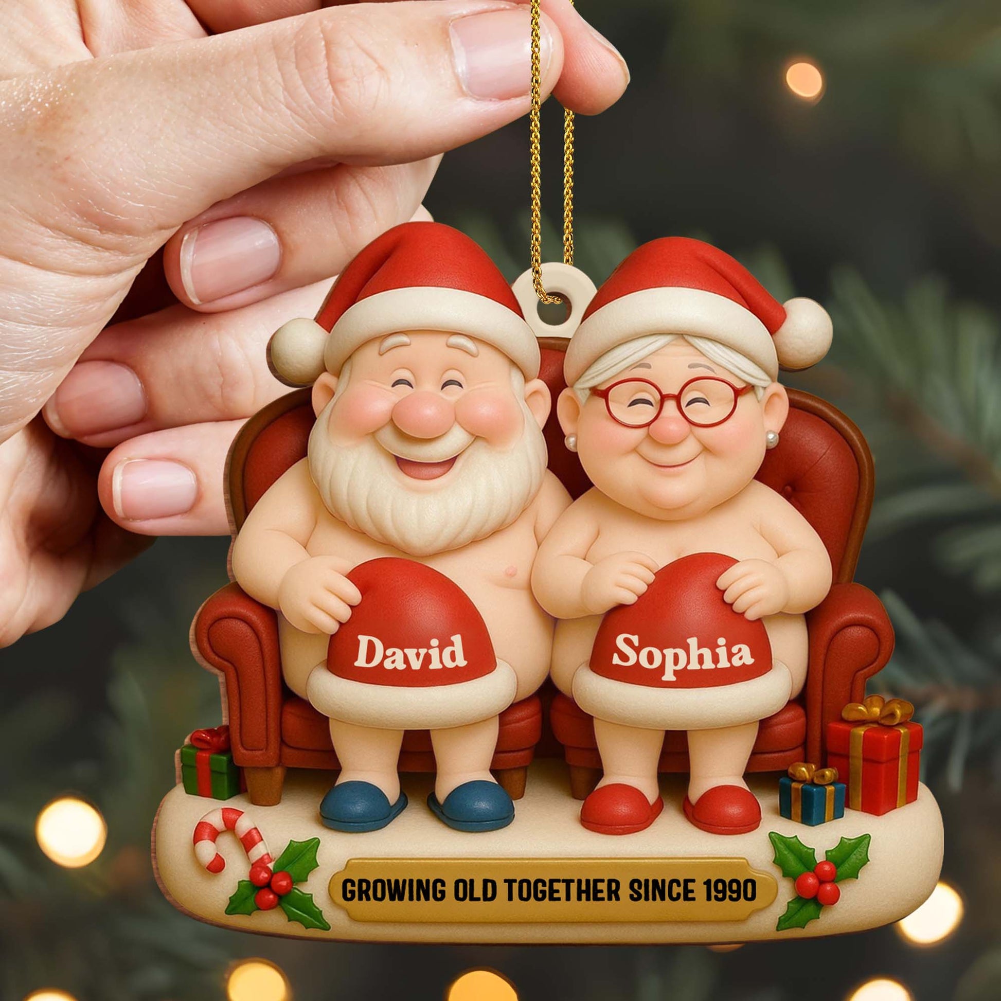 Growing Old Together, Santa Hats And Christmas Gifts