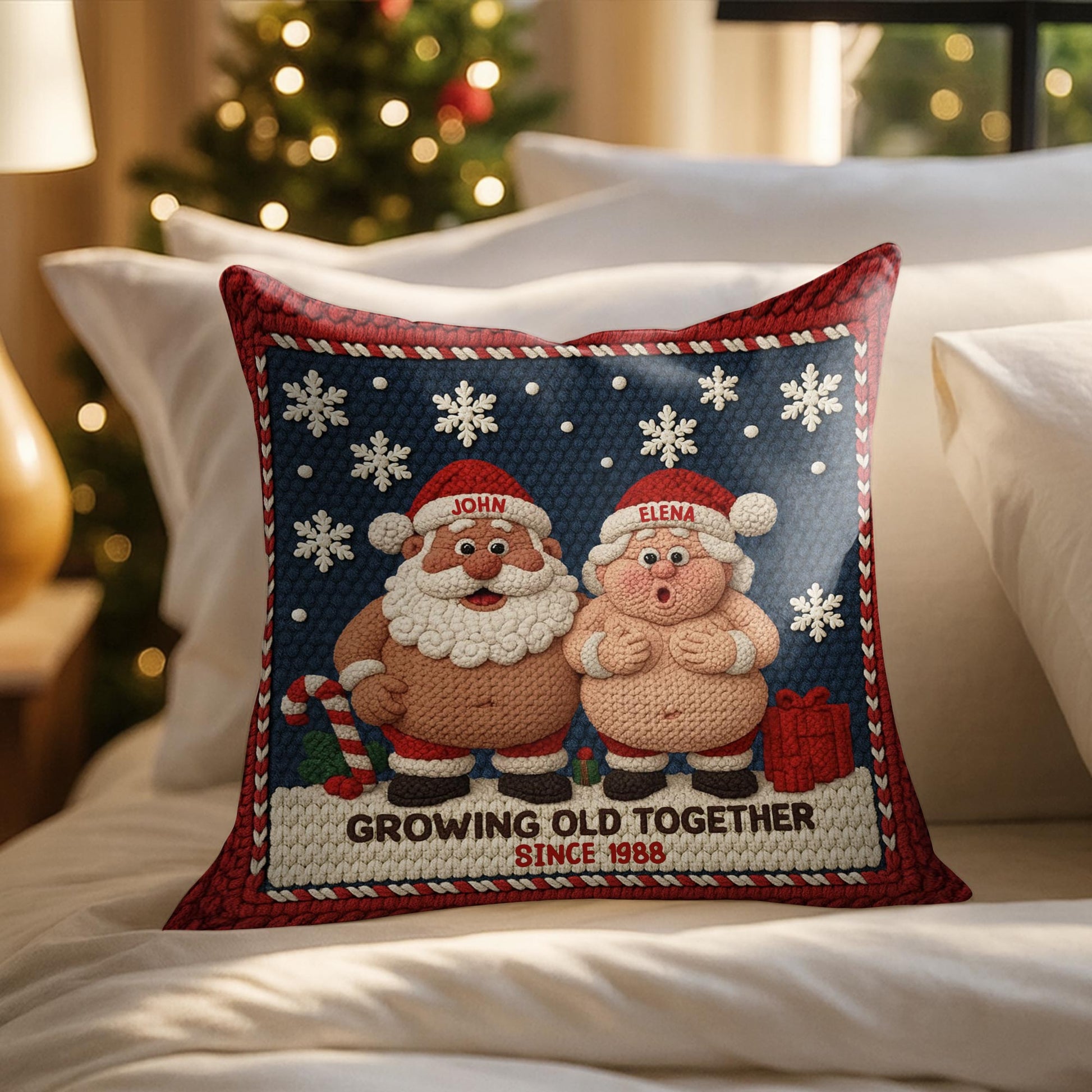 Growing Old Together Since, Santa And Snowflakes Design