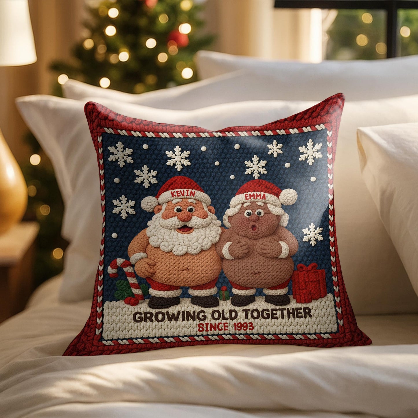 Growing Old Together Since, Santa And Snowflakes Design