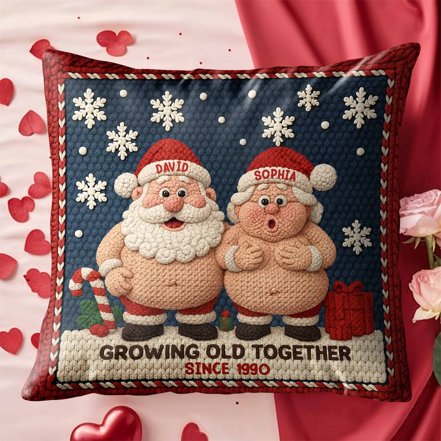 Growing Old Together Since, Santa And Snowflakes Design