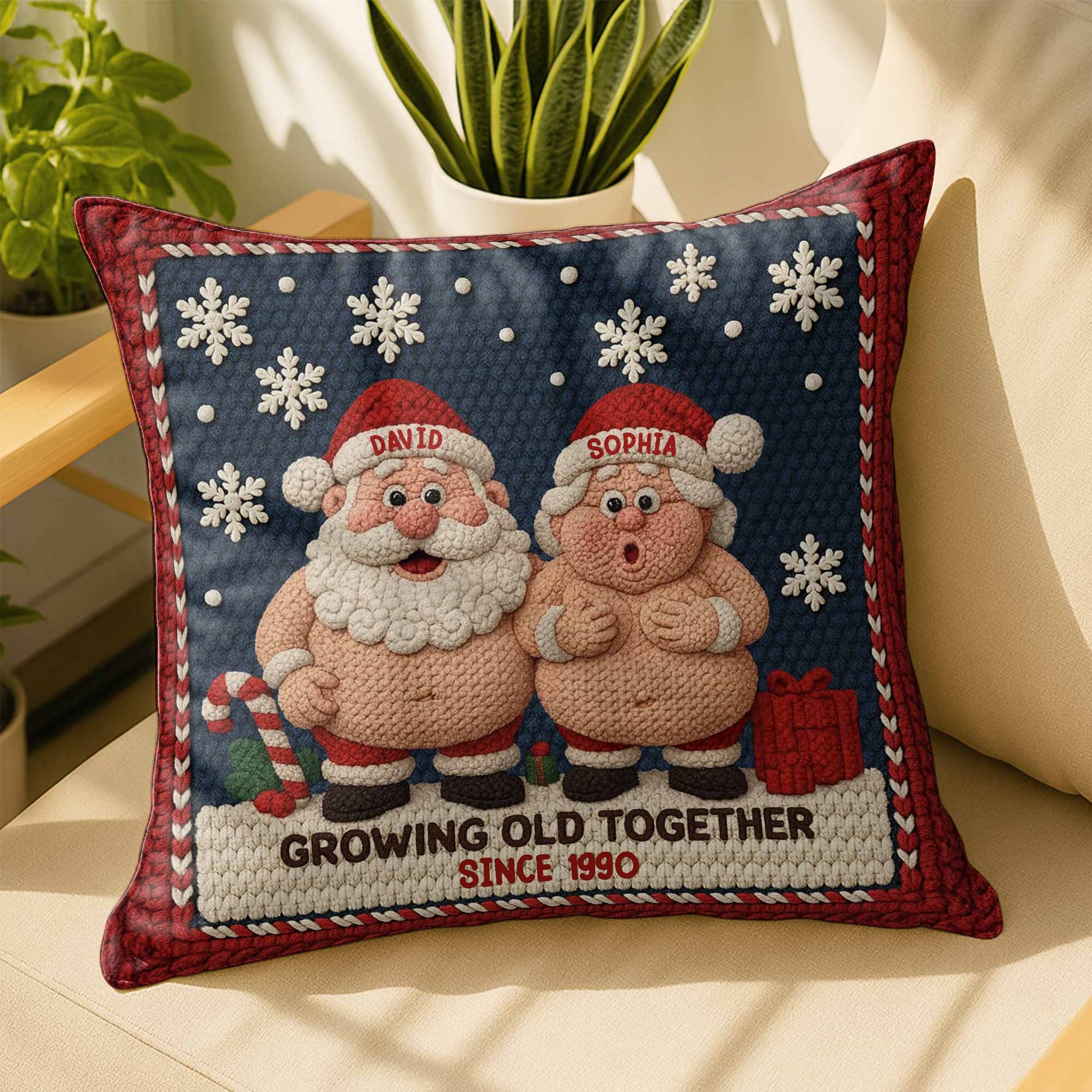 Growing Old Together Since, Santa And Snowflakes Design