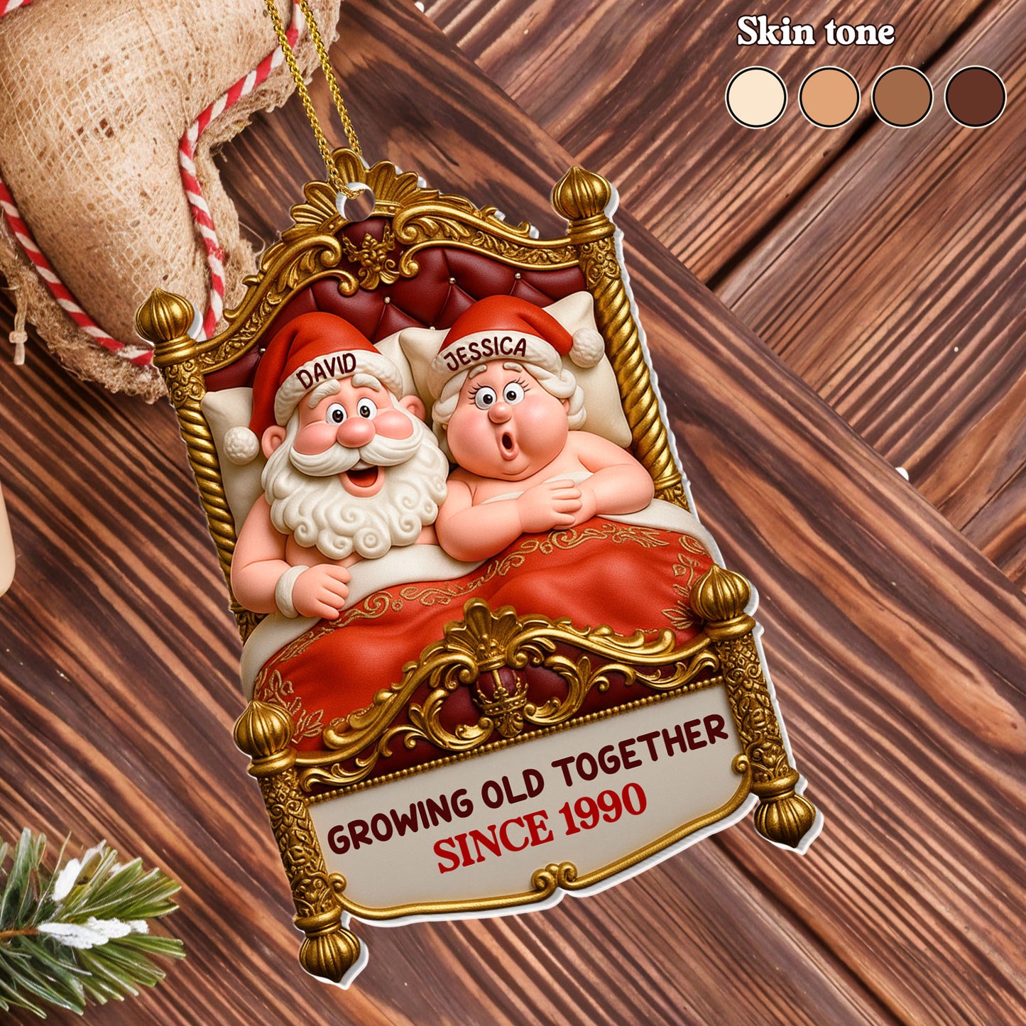Growing Old Together, Santa And Mrs. Claus On A Swing
