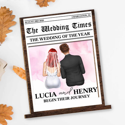 Begin Their Journey, Newspaper Wedding Couple Plaque