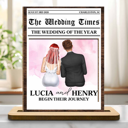 Begin Their Journey, Newspaper Wedding Couple Plaque