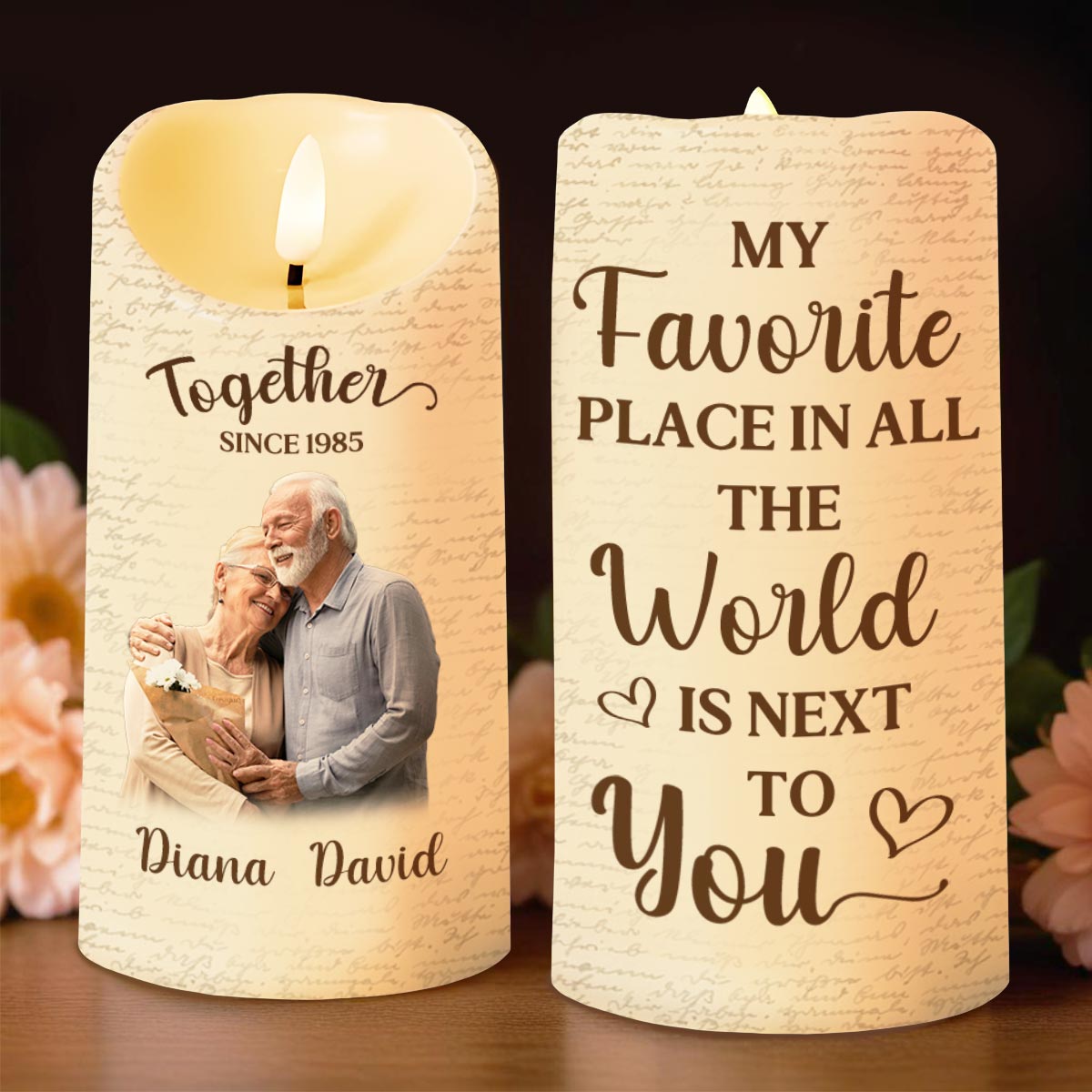 Favorite Place In The World Is Next To You, Candle, Custom Photo