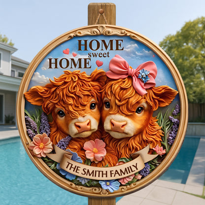 Home Sweet Home With Cows And Flowers