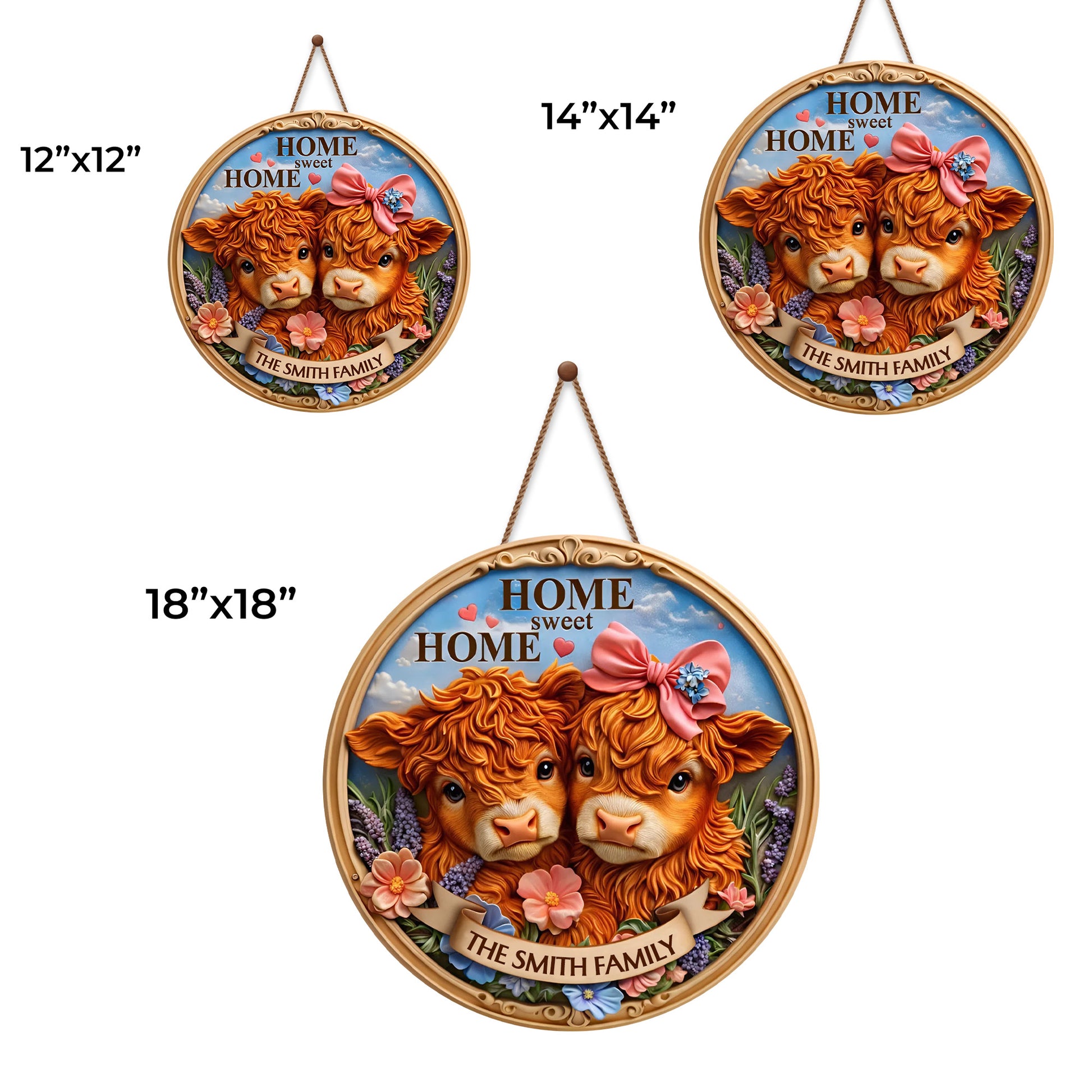 Home Sweet Home With Cows And Flowers