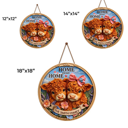 Home Sweet Home With Cows And Flowers