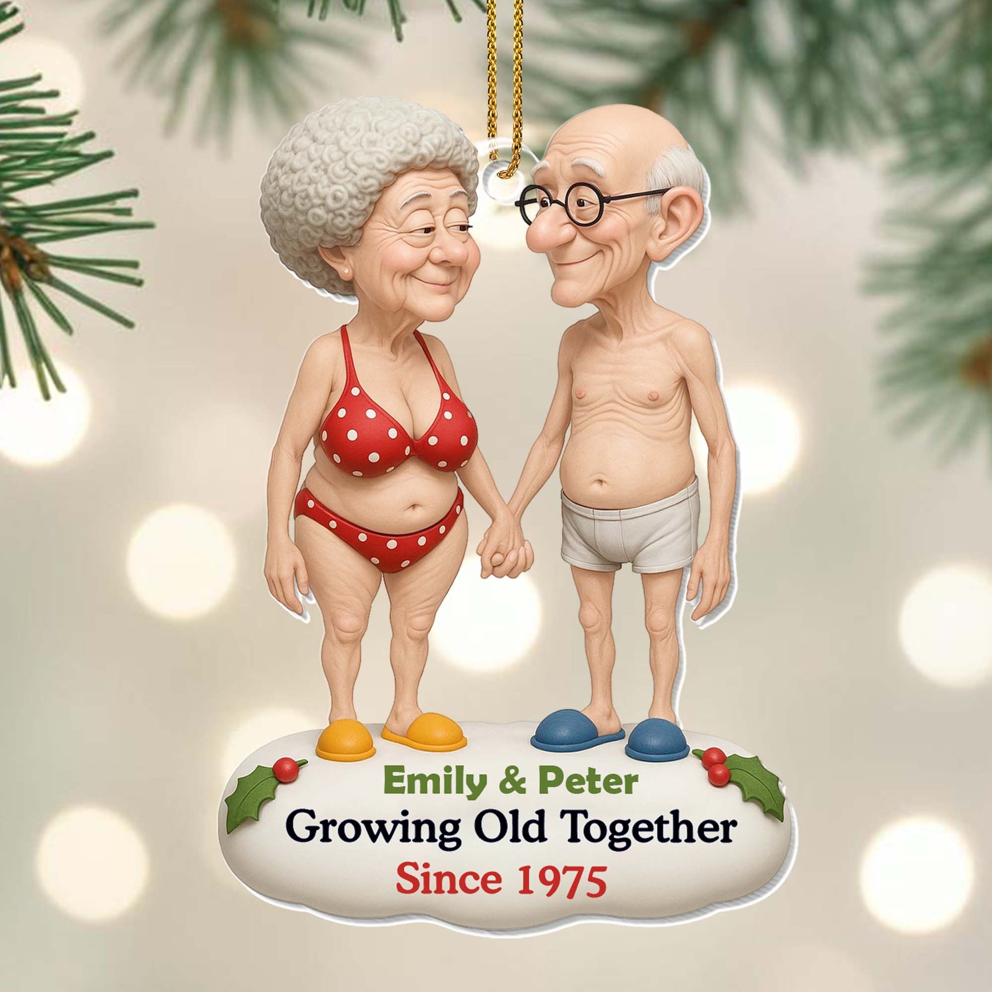Growing Old Together, Elderly Couple In Swimsuits