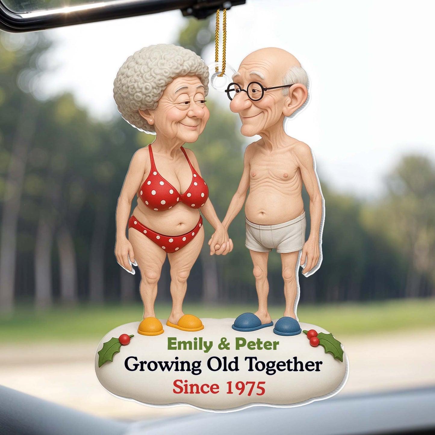 Growing Old Together, Elderly Couple In Swimsuits