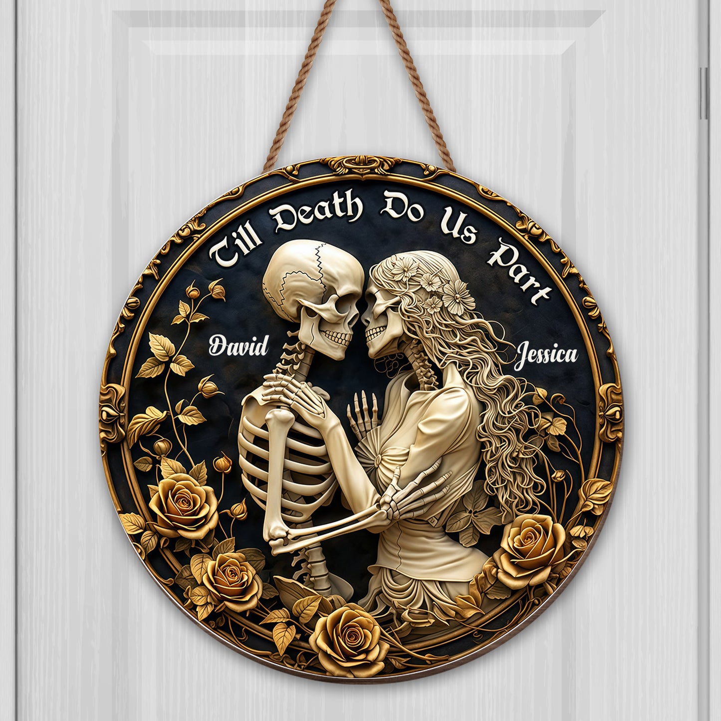 Till Death Do Us Part, Love Forever Skulls And Roses Design