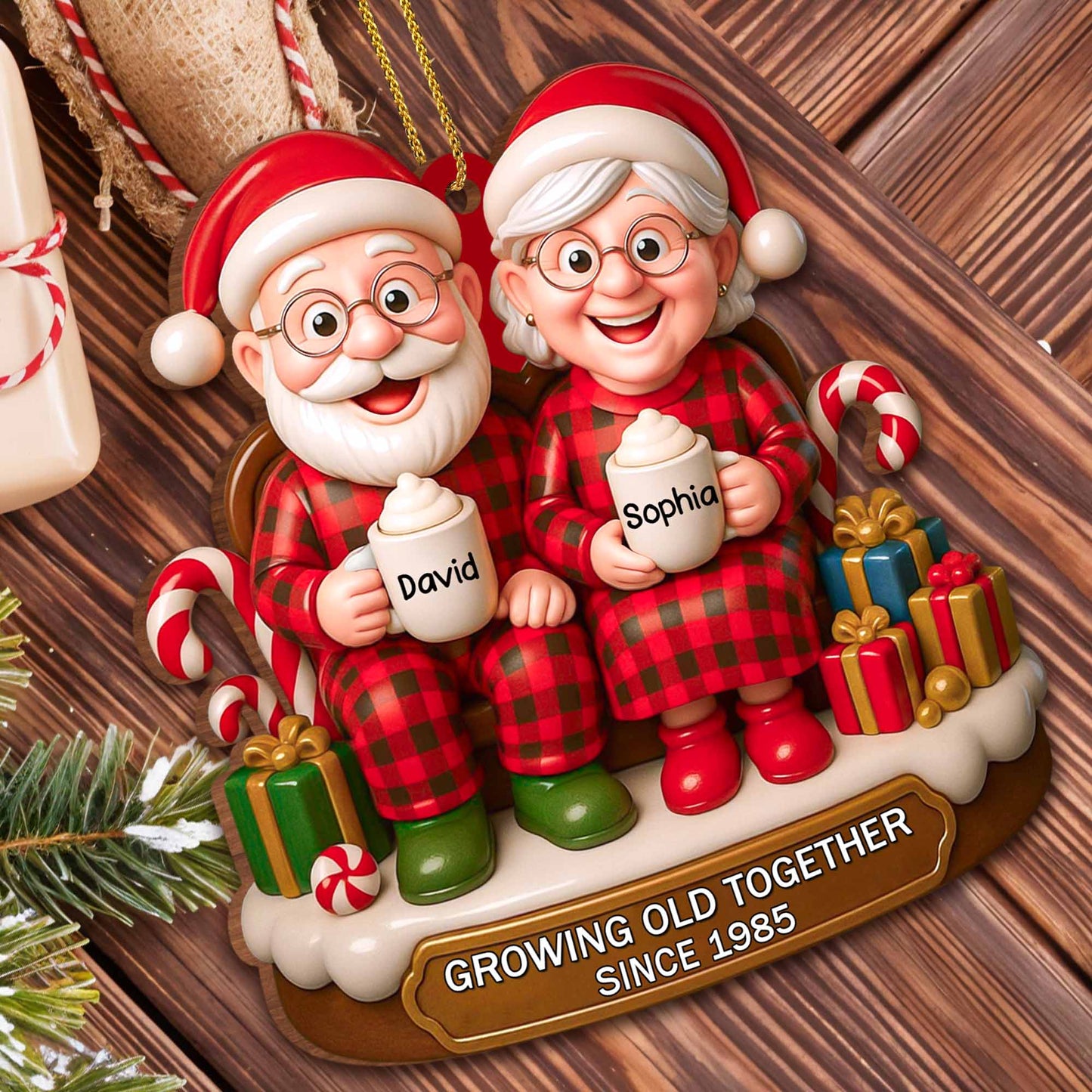 Growing Old Together Santa and Mrs. Claus Christmas Ornament