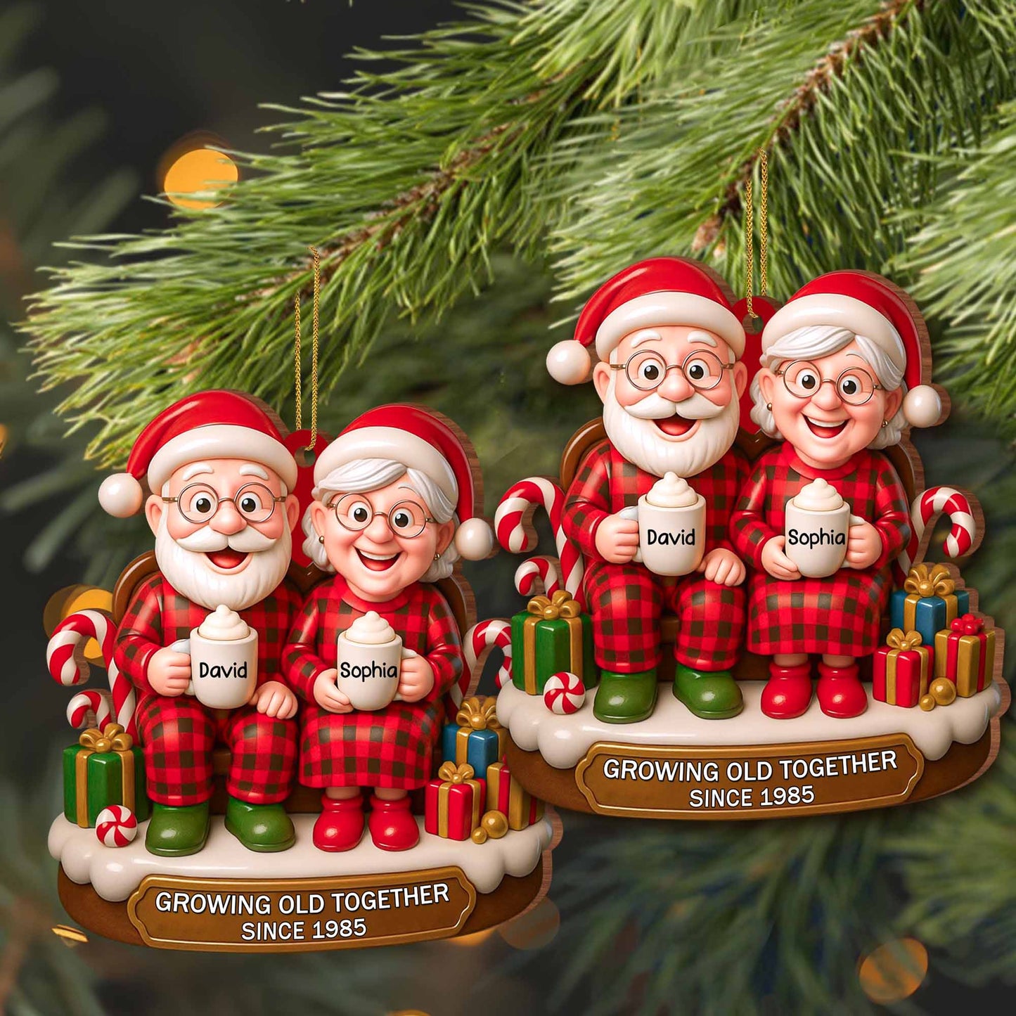 Growing Old Together Santa and Mrs. Claus Christmas Ornament
