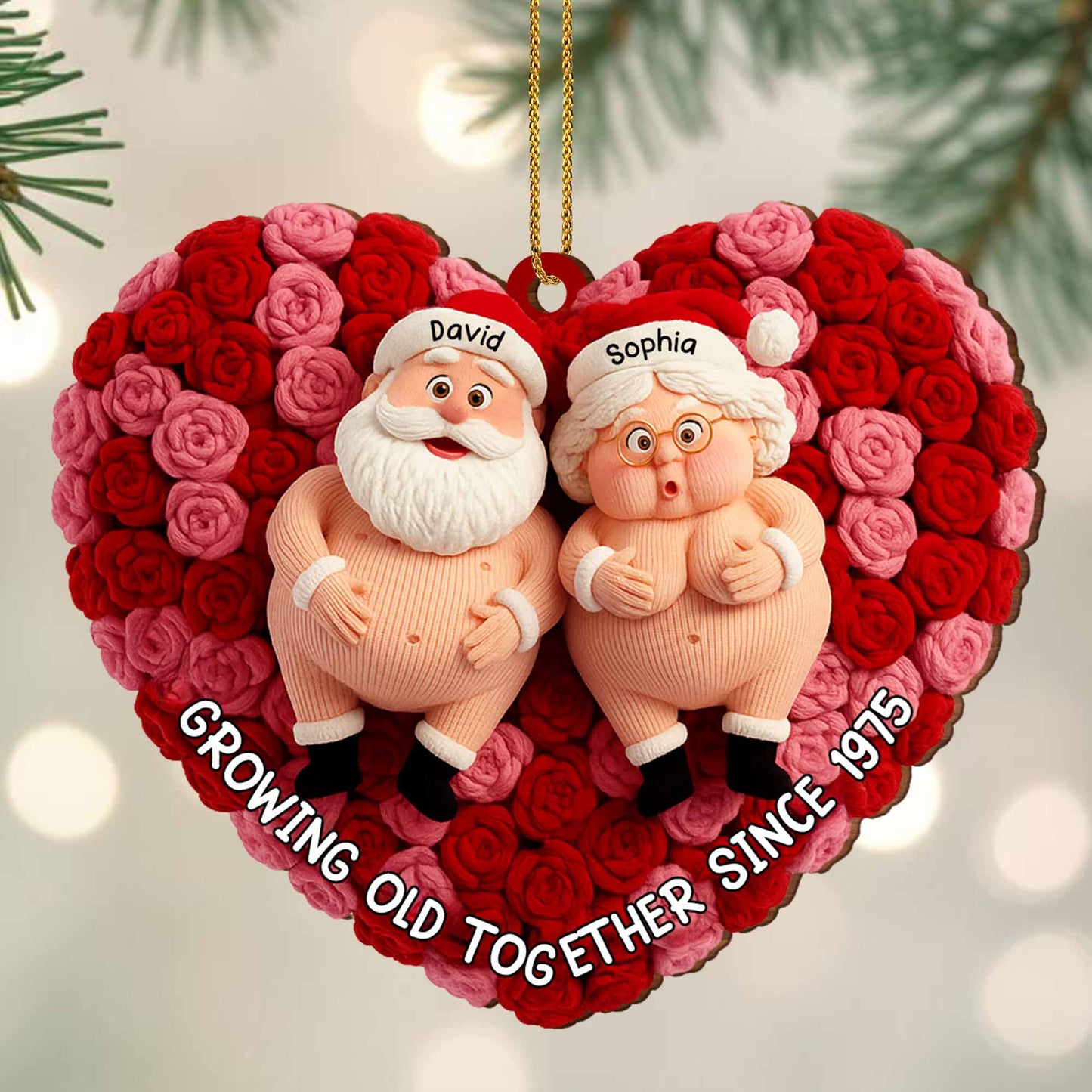 Growing Old Together, Santa Figures And Roses Heart