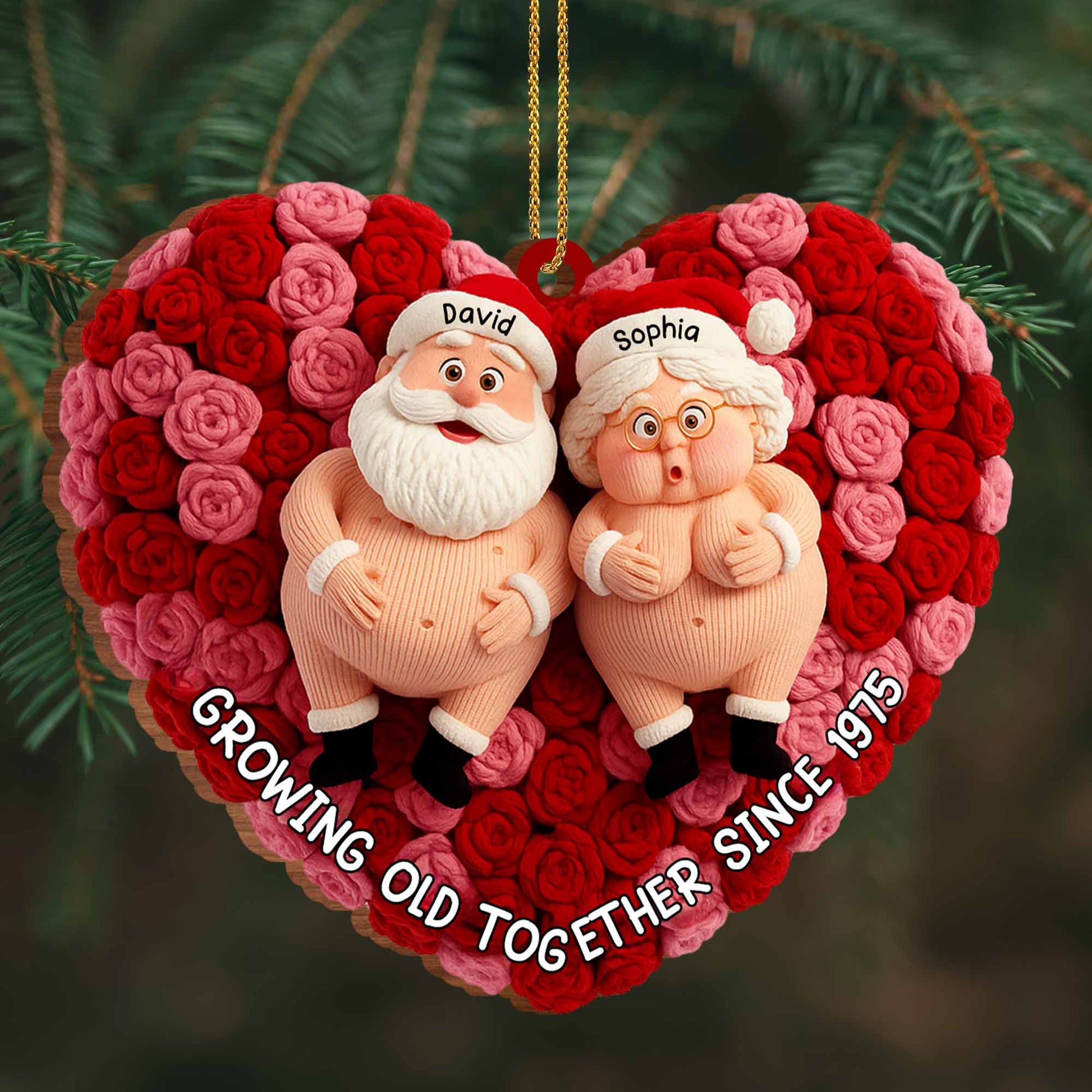 Growing Old Together, Santa Figures And Roses Heart