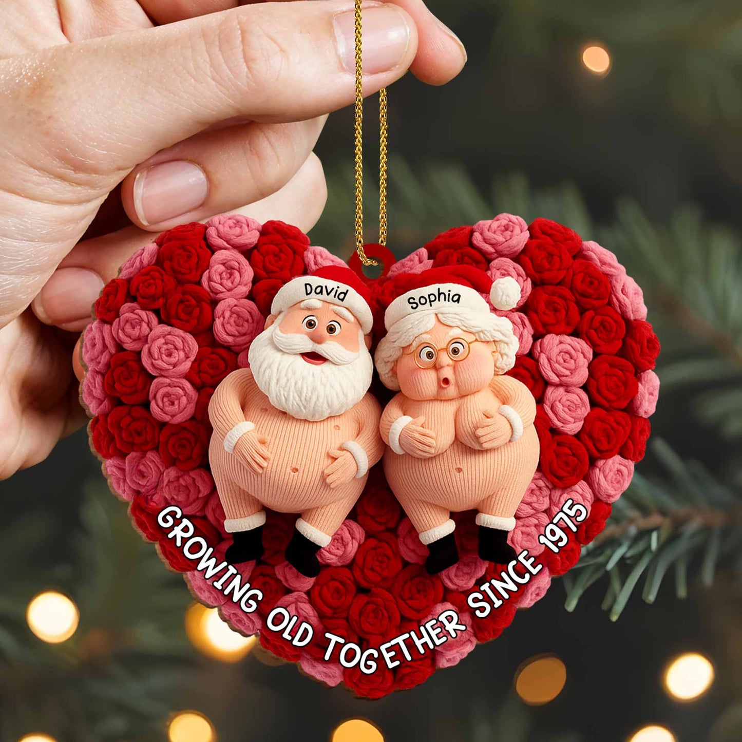 Growing Old Together, Santa Figures And Roses Heart
