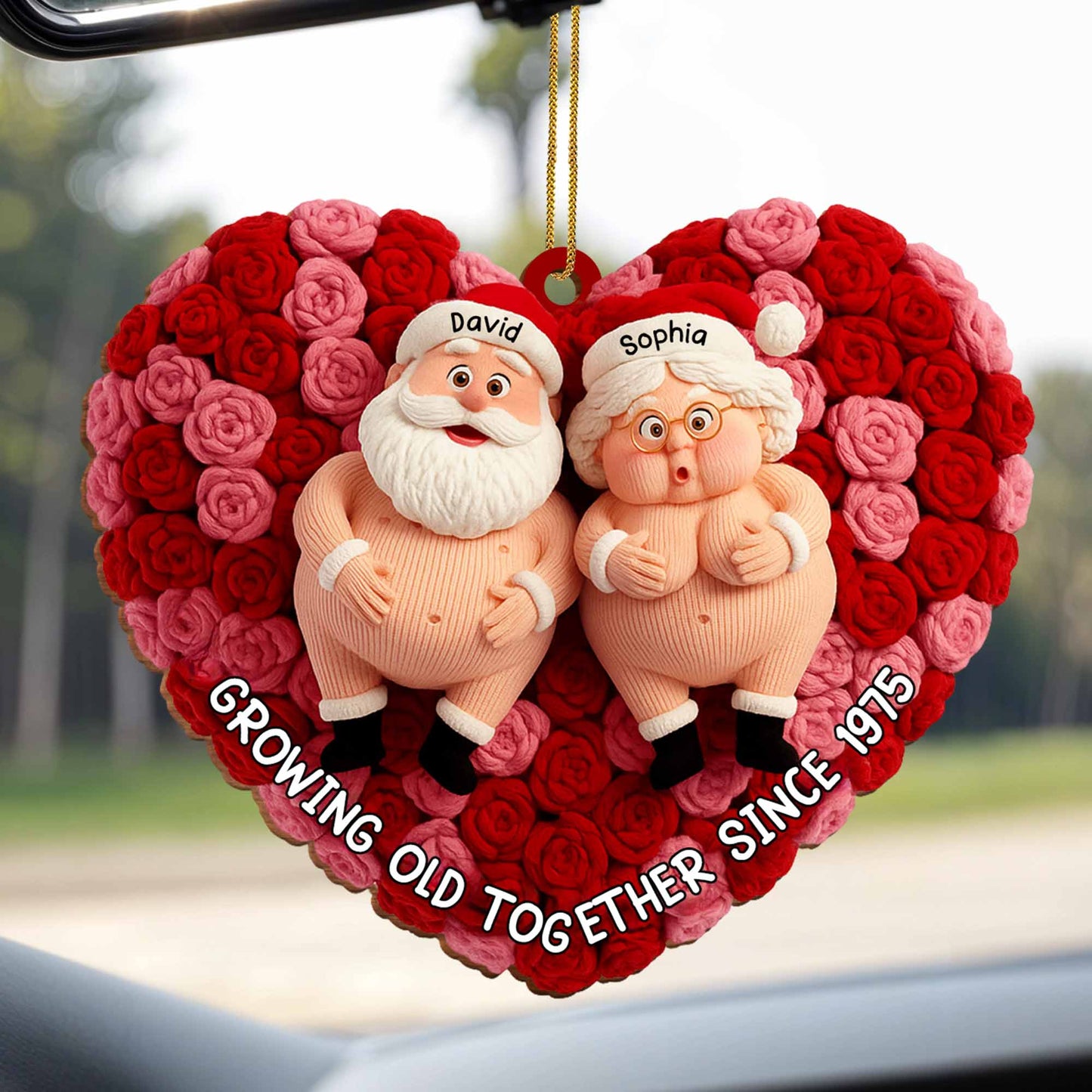 Growing Old Together, Santa Figures And Roses Heart