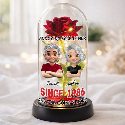 Annoying Each Other, Rose Dome With Figurine Couple