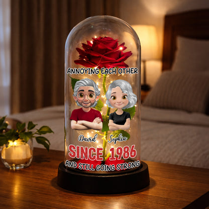 Annoying Each Other, Rose Dome With Figurine Couple