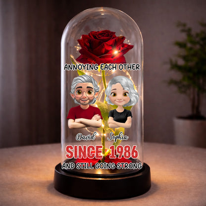 Annoying Each Other, Rose Dome With Figurine Couple