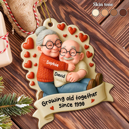 Growing Old Together With Hearts And Elderly Couple