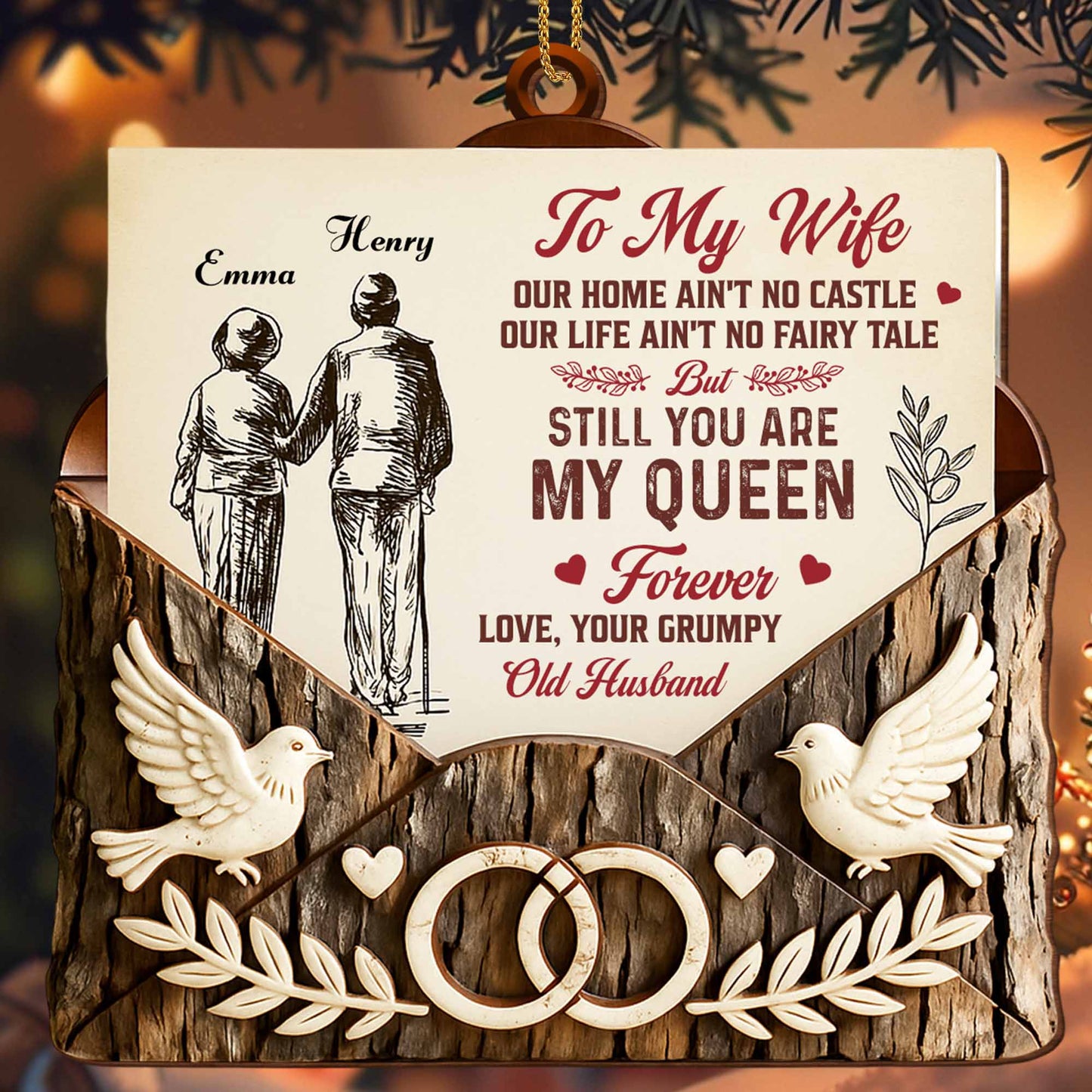 To My Wife Still My Queen Forever Dove and Wedding Rings