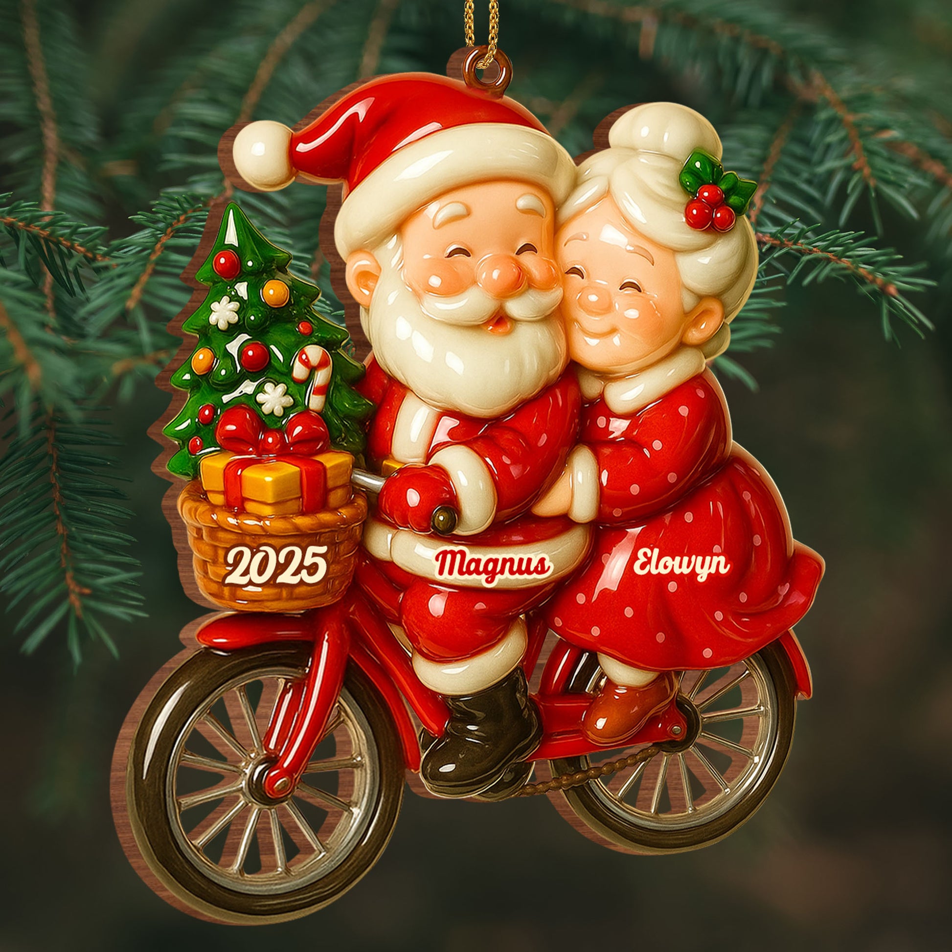 Santa And Mrs. Claus On A Festive Motorcycle Ride