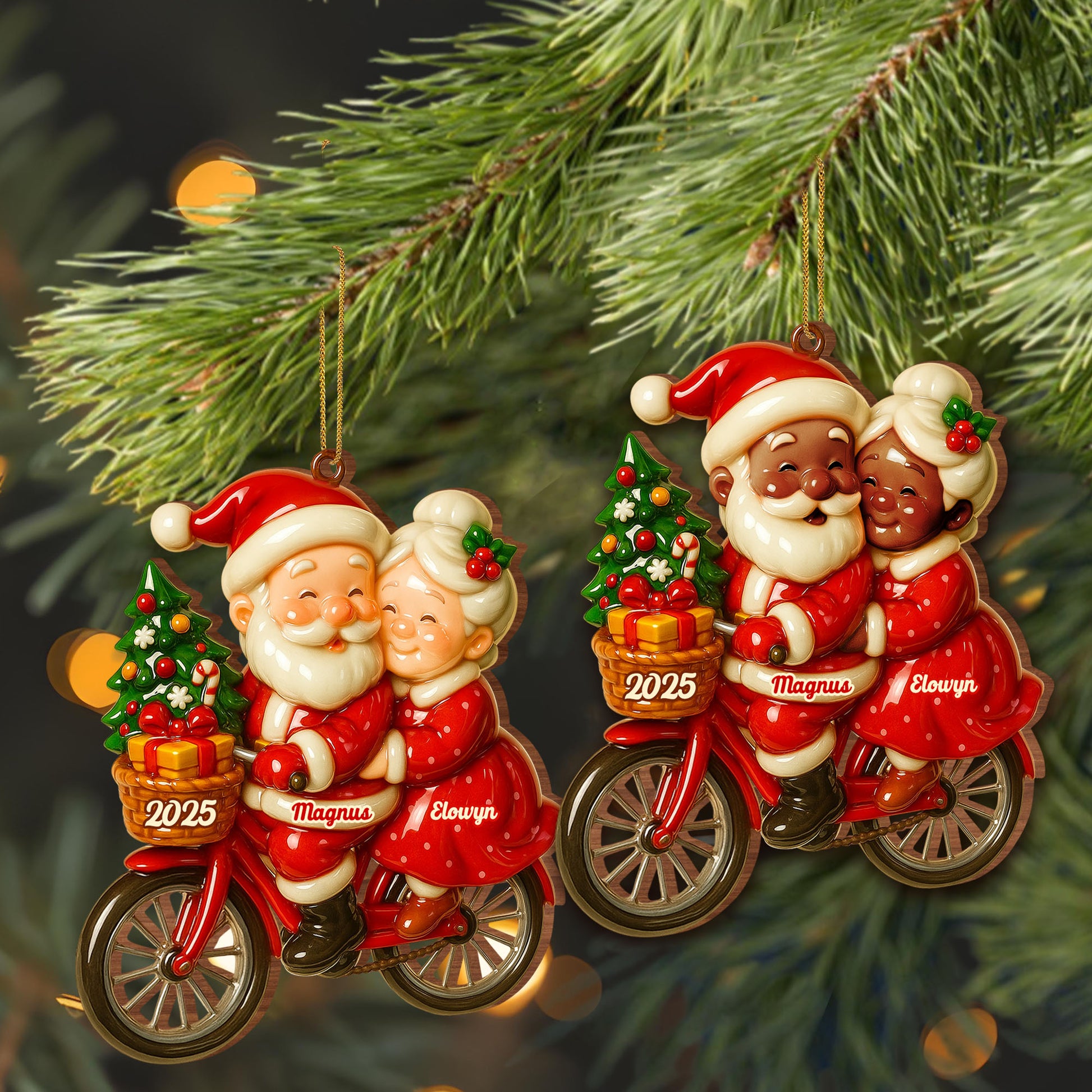 Santa And Mrs. Claus On A Festive Motorcycle Ride
