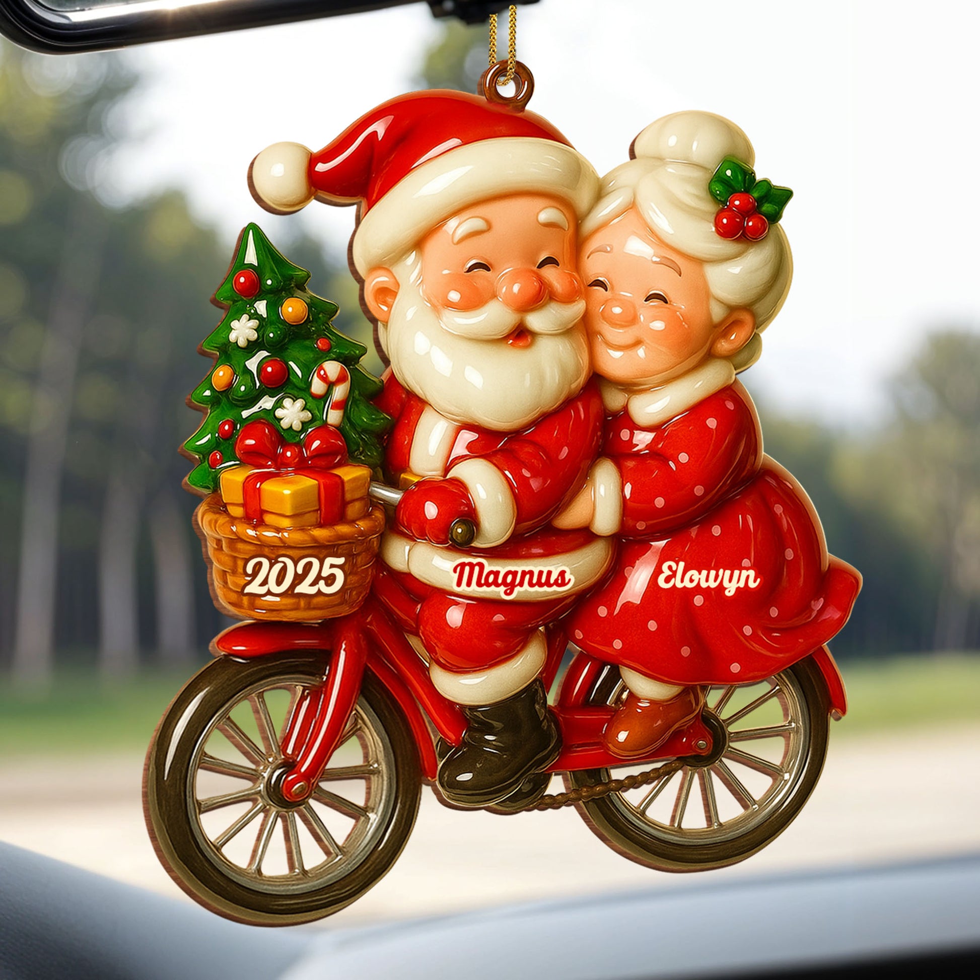 Santa And Mrs. Claus On A Festive Motorcycle Ride