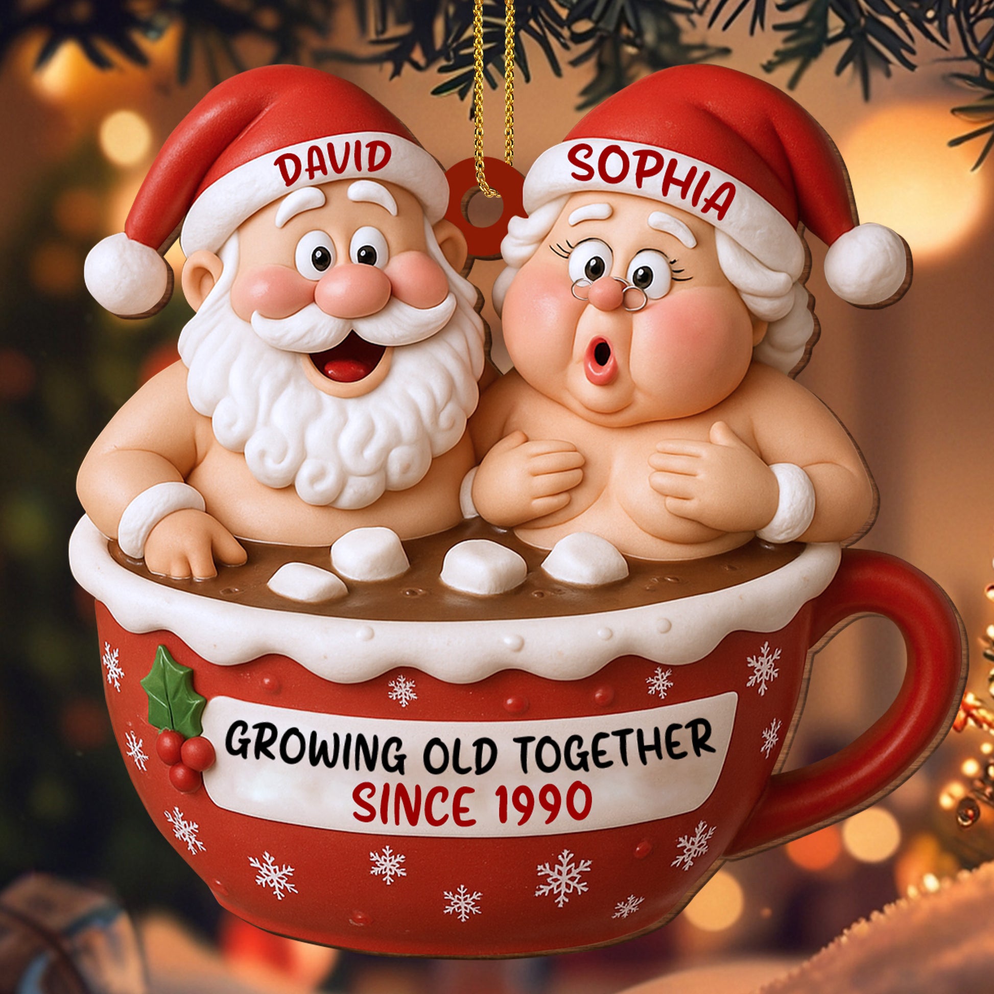 Growing Old Together Santa Claus In Hot Chocolate Cup